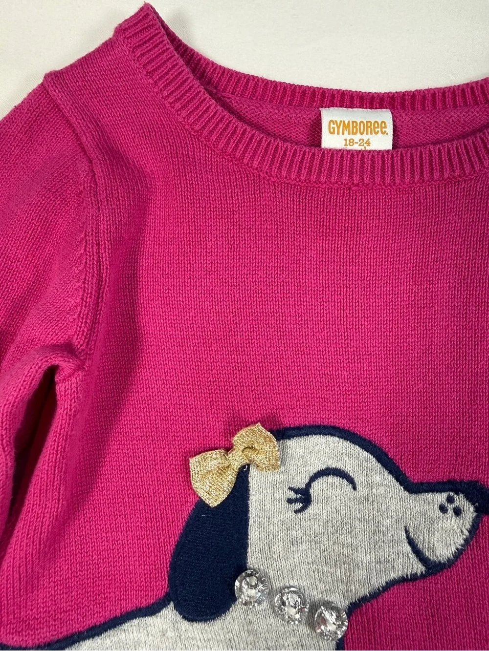 GYMBOREE Toddler Girls' Pink Dachshund Applique Long Sleeve Sweater Dress 18-24M